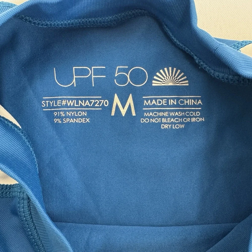 Youth Boy's Rash‎ Guard Blue Long Sleeve UPF 50 Youth Boy Sz Medium Swim Shirt